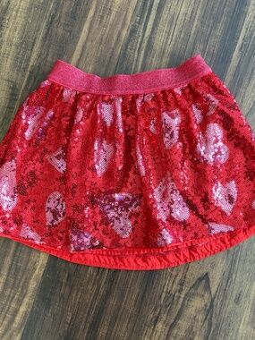 Cat & Jack Red and Pink Sequin Heart Skirt Size XS 4/5Y